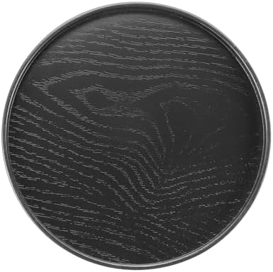 Wooden Serving Tray Round Wood Serving Tray Decorative Platter, 8.3 Inch Fit for Home Decor Kitchen Coffee Table Candle Holder, (Black) by YELARXI