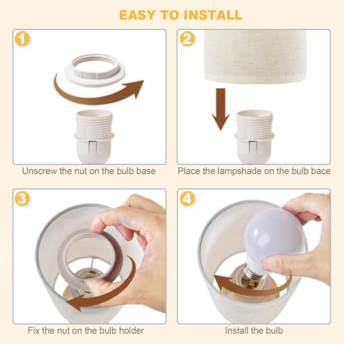 Small Bedside Table Lamp for Bedroom, Minimalist Wood Base & Round Fabric Shade, Mini Cute Cozy Warm White Nightstand Boho Lamp, Study Desk Night Stand Light for Room, Dorm, Nursery, Living Room - Image 4