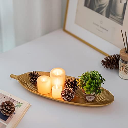 Hanobe Decorative Trays for Home Decor, Leaf Shaped Wood Key Bowl - Image 2