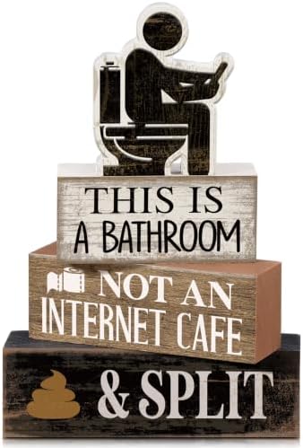 Moucuny 4 Pcs Funny Bathroom Sign, This Is A Bathroom Not An Internet Cafe by Moucuny