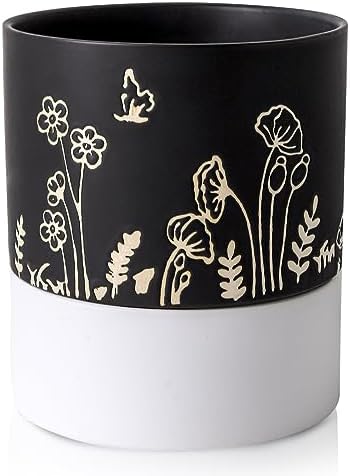 Nihow Self Watering Pots for Indoor Plants,6 Inch,Black,Hand Painting by Nihow