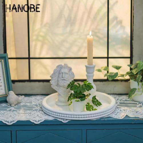 Hanobe Round Decorative Tray for Coffee Table, White, 11.8-inch - Image 5