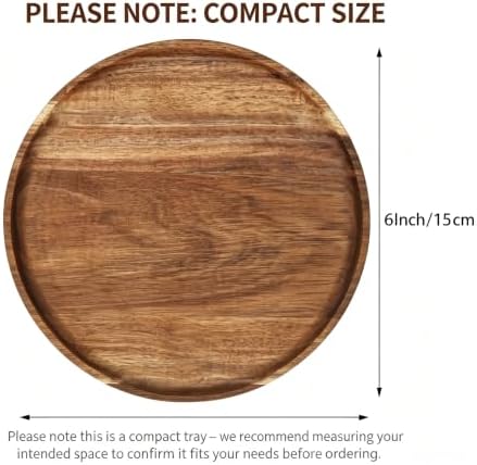 6 in Round Wooden Platter, Natural Acacia Tray, Wooden Dinner Plates, Tray Organizer, Serving Tray for Coffee Table, Home Decor, Fruit, Appetizer (6 Inch) - Image 2