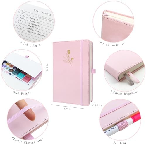 Y&I Bullet Dotted Journal Kit, A5 Hardcover Dotted Journal Notebook with 176 Pages, 120GSM Thick Paper, Stencils Stickers Pens Washi Tapes, Dotted Journaling Kit for Beginners (Pink) - Image 2