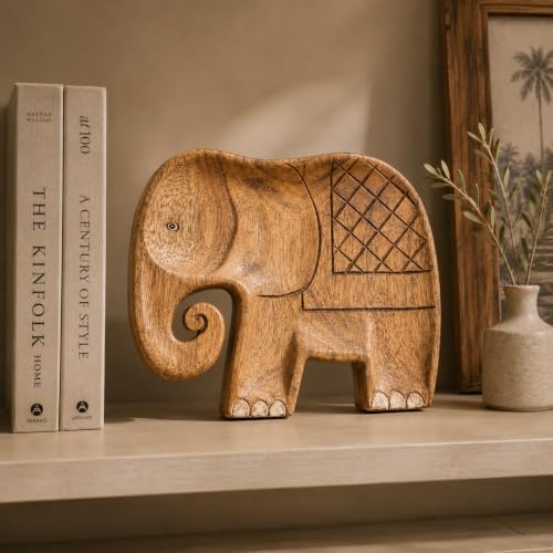 Elephant Catchall Tray, Hand Carved Solid Wood, Keys & Jewelry - Image 6