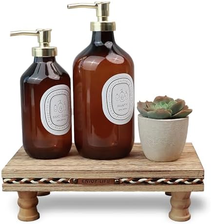 Bathroom Tray Pedestal Stand, Waterproof Wood Riser for Bathroom Counter by Unknown