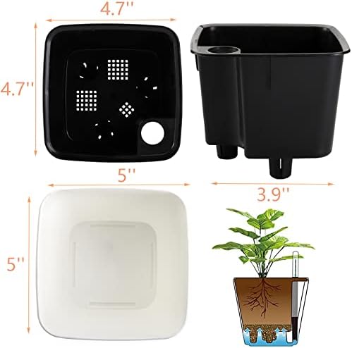 yarlung 6 Pack Self Watering Planter with Water Level Indicator, 5 Inch Plastic Plant Flower Pots Nested Container for Indoor Plants, Herbs, Aloe, Outdoor Gardening - Image 4