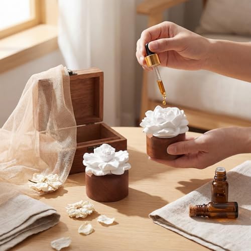 2 Pcs Ceramic Flower Diffuser Passive Essential Oil for Room - Image 3