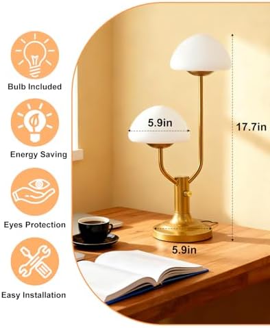 Lightdot Gold Mushroom Table Lamp for Bedroom Dimmable Cute Desk Lamp - Image 5