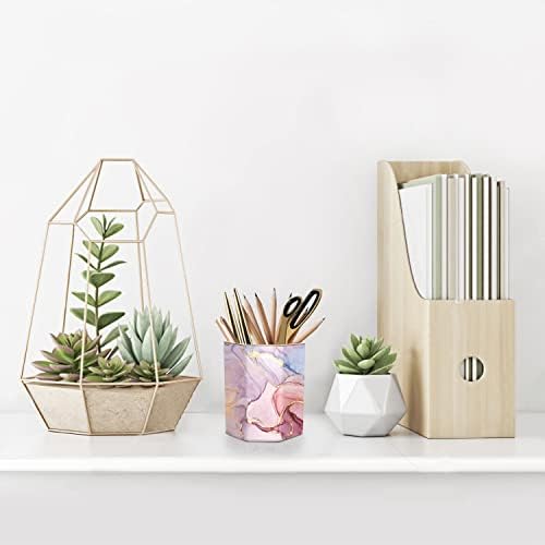 Large Capacity Colored Ceramic Marble Pencil Storage Marker Pen Holder Cute Stationery Holder For Office,High School College Student Girl Women Adult Teen Gift, Pink - Image 6
