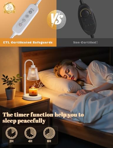 White Candle Warmer Lamp with Timer, Dimmable Candle Warmer for Jar Candles, Height Adjustable Wax Melts Warmer, Birthday Gifts for Women Mom, House Warming Gifts New Home Decor - Image 6