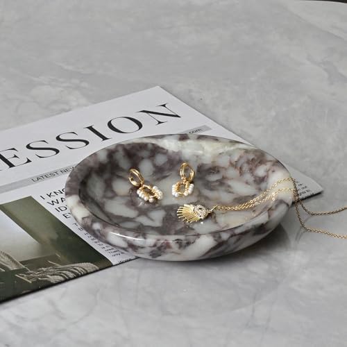 ZSHAWN Natural Marble Ring Dish Jewelry Tray, 5.5" Trinket Dish - Image 3