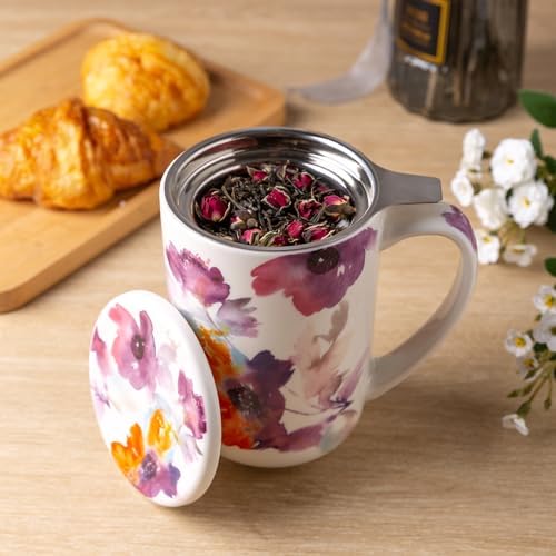 AmorArc Tea Cup With Infuser and Lid, 18oz Loose Leaf Tea Mug With Steeper - Image 2