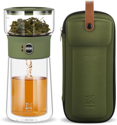 ZENS Modern Glass Infuser Teapot, Smart One Touch Tea Maker for Loose Tea by ZENSLIFESTYLE
