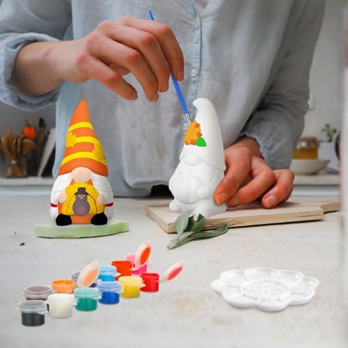 Youyole 3 Pack Gnome Figurines, Thanksgiving DIY Ceramic to Paint Craft Kit - Image 6
