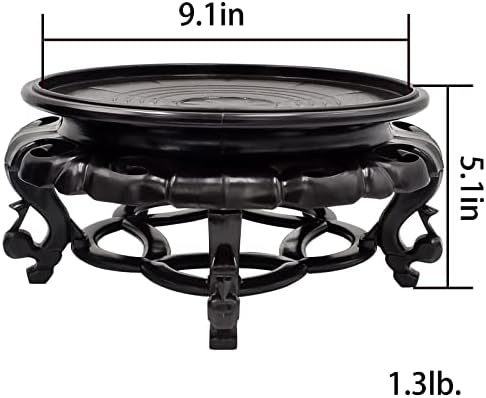 fengshuisale Oriental Furniture Fishbowl Stand Vase Base Stable Home Decoration Display Stand (9.1 x 5.1 in) - Image 2