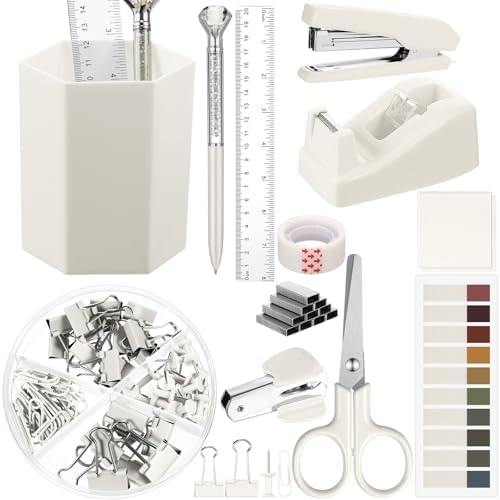 Marspark 12 Pcs Beige Desk Accessory Set Office Supplies Kit by Marspark