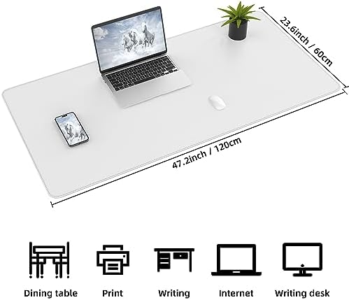 AFIING Cork Desk Mat 47" x 23.6", Dual-Sided Natural Cork & PU Leather Desk Pad, Non-Slip Waterproof Large Mouse Pad for Office, Home & Gaming (White) - Image 2