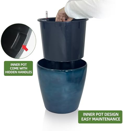 Dexceder 15x14 Self Watering Planter with Wheels (Grayish Green Gradient) - Image 4