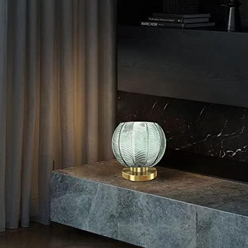 Gold Desk lamp Bedside Table Lamps Green Ribbed Glass Shade mid Century Modern lamp Globe Table lamp nightstand lamp Small Table lamp for Bedroom Living Room Office - Image 5