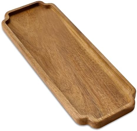 Small Wood Tray – Acacia Serving Platter Vanity Tray Mini Wooden Tray Decor by WILLKOMMEN