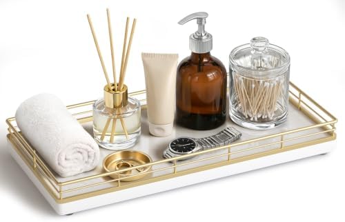 Bathroom Vanity Tray for Countertop, 12" x 6" Oak Wood Toilet Tank Tray by Focusonit