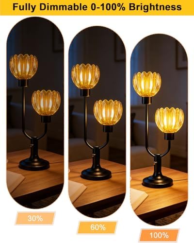 Lightdot Mid Century Modern Flower Table Lamp for Bedroom Black Dimmable - Image 3