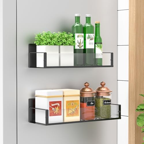 HuggieGems Metal Magnetic Spice Rack for Refrigerator Clear, 2 Pack by HuggieGems