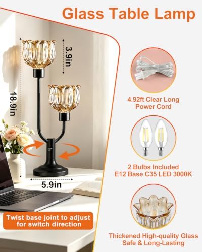 Lightdot Vintage Black Lamp Mid Century Modern Table Lamp Dimmable Gift - Image 3