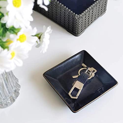 HANKOR Ceramic Jewelry Dish Tray, Decorative Trinket Tray Holder for Ring Earring Key, Gift for Women Girls, 4.7inch, Black - Image 2