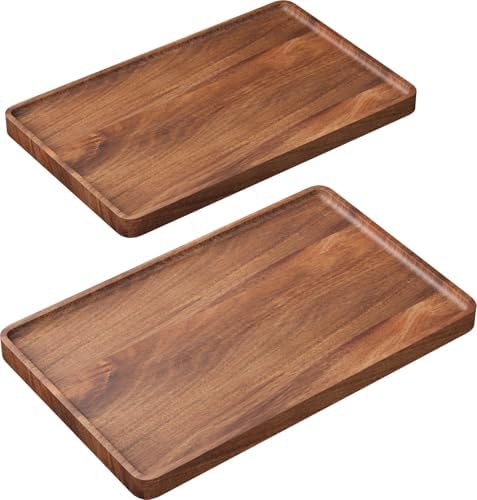 VERTORGAN 2 Pack Acacia Wood Serving Tray,15.8x9.8 Inch Trays,Home Decor by VERTORGAN