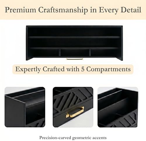 BLU MONACO | Wooden Mail Organizer with Drawer and Gold Handle | Mail Sorter Organizer Countertop for Desk | Outgoing Mail Holder and Letter Sorter for Desk Storage - Image 7