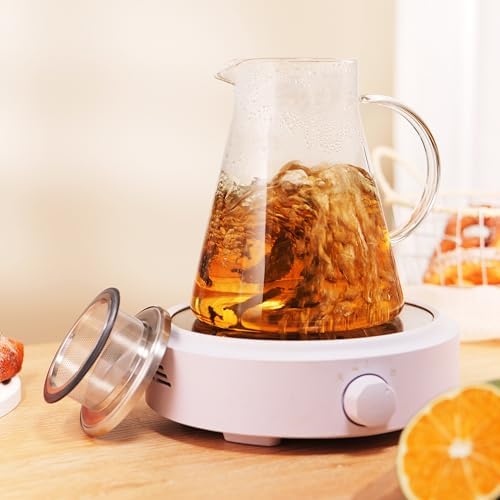 CNGLASS 30.5oz/900ml Glass Teapot Stovetop Safe,One-Touch Clear Tea Kettle,Blooming and Loose Leaf Tea Maker - Image 4