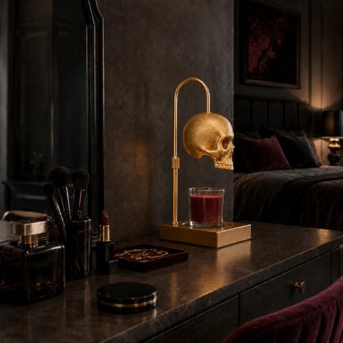 Nomnu Skull Candle Warmer Lamp with Timer and Dimmer, Golden Gothic Decor - Image 6