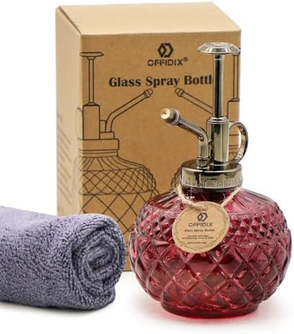 OFFIDIX Plant Mister, Amaranth Glass Decorative Vintage Spray Bottle 10 oz by Offidix