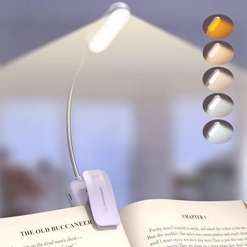 Glocusent 20 LED Reading Lights for Books in Bed, Eye Caring Reading Light by GLOCUSENT
