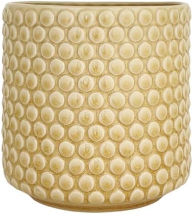 Nordring Stoneware Flower Pot – 6’’ Ivory Planter with Polka Dots – Modern Ceramic Pot with Crackle Glaze – No Drainage Holes – Holds 5’’ Indoor Plant by Nordring