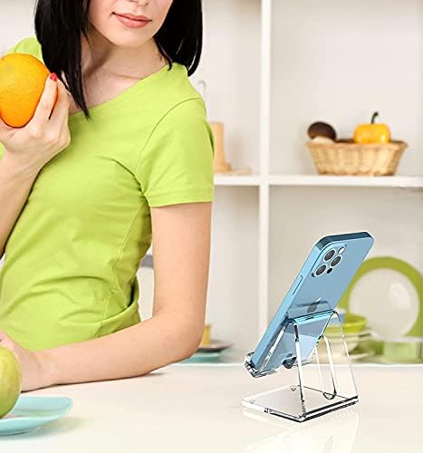Crpich Acrylic Cell Phone Stand, Portable Phone Holder, Clear Phone Stand for Desk, Compatible with Phone16 15 14 13 12 Pro Max 11 Xr Plus SE, Switch, Android Smartphone, Pad, Desk Accessories, 2 Pack - Image 5