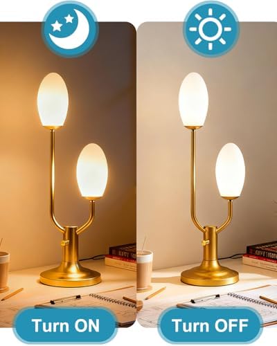 Lightdot Mid Century Modern Table Lamp Vintage Gold Dimmable Plug in - Image 6