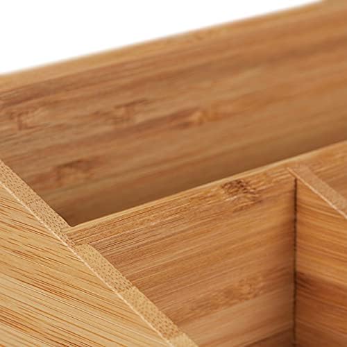 Relaxdays Desk Organiser, 6 Compartments for Pens, Notes, Letters, Paperclips and More, Bamboo Stand, Natural - Image 7