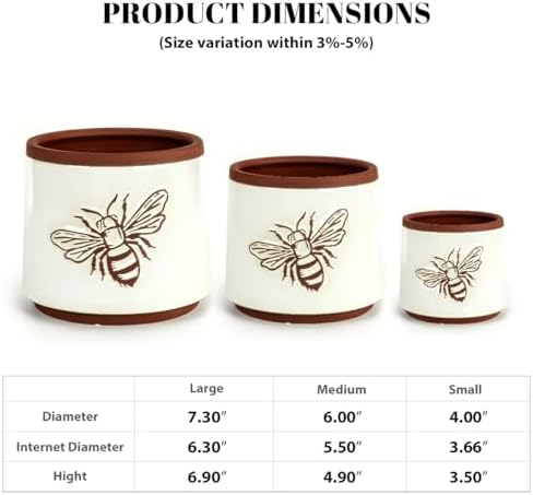 Terracotta Pots, 8+6+4 Inch Plant Pots, 3 Pcs with Drainage Holes - Image 2