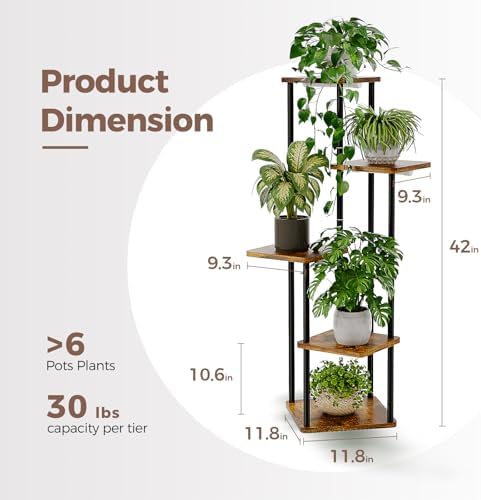 Bamworld Plant Stand Indoor with Grow Light 5 Tier Corner Plant Shelf - Image 5