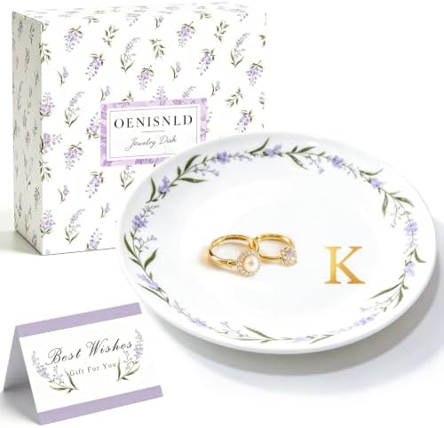 Ceramic Personalized Jewelry Dish Ring Holder Trinket Tray K by Unknown