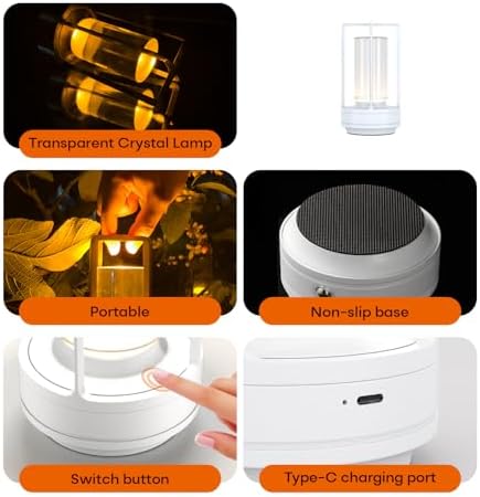 Rechargeable Cordless Small Metal Table Lamp, Stepless Dimming, 3-Color - Image 6