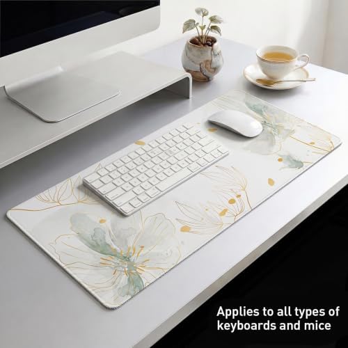 Aesthetic Floral Desk Mat, 31.5 x 11.8 Inch Mouse Pad, Dusty Green - Image 6