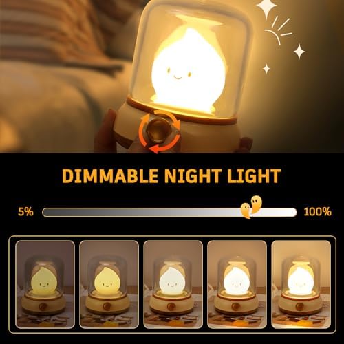 VoMii Ghost Campfire Desk Lamp Cute, Small Bedside Table Lamp Dimmable, 2 Modes Warm Night Light with Timer, Cordless Rechargeable Battery Night Light for Kids Teens, Vintage Ambient Light - Image 2