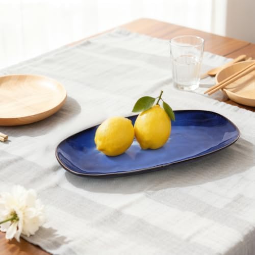 Blue Decorative Bowl – 11" Long Oval Ceramic Bowl, Ocean-Inspired Accent Dish for Keys, Jewelry, Candy or Fruit, Modern Blue Decor Tray for Entryway Table, Coffee Table, Kitchen Counter or Home Decor - Image 7