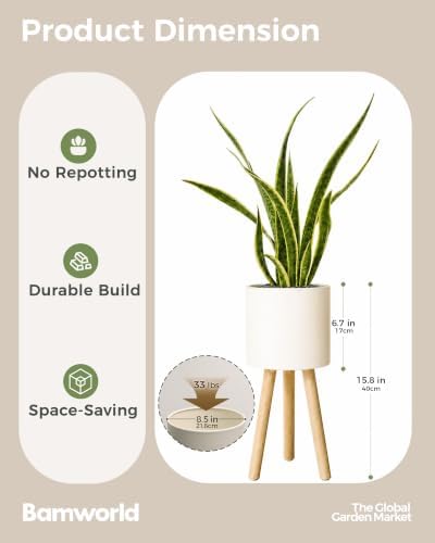Bamworld Single Plant Holder for Indoor Plants Metal Planter Stand 8.5in - Image 3