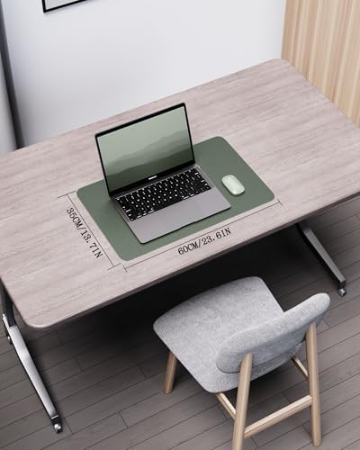 YSAGi Double-Sided Desk Pad, 23.6"x13.7"Leather Desk Mat, Eco Cork Desk Pad Protector,Large Mouse Pad,Waterproof Desk Blotter for Office/Home(Jungle Green) - Image 5