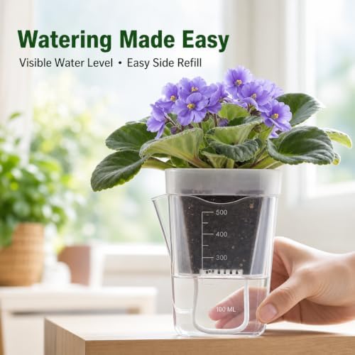 8 Pack 4 Inch Clear Self Watering Pots for Indoor Plants - Image 2